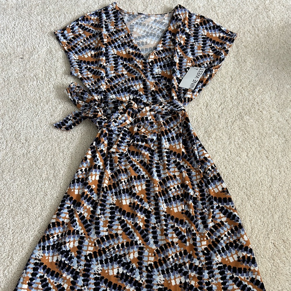 Nine West Geometric Print Midi Dress